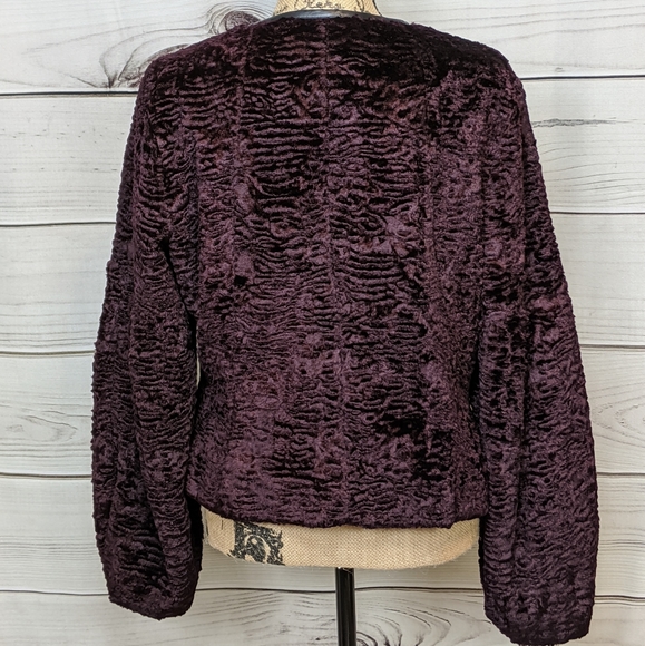 NORDSTROM TROUVE Faux Fur Leather Trim Jacket Sz L - Picture 7 of 8